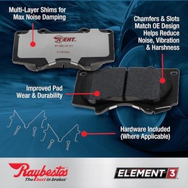 Raybestos Element3 Juego de Pastillas de Freno Traseras para Mazda 3/6, Mitsubishi Outlander/RVR, EHT1679H