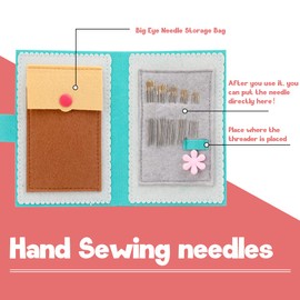 NAMOON 25Pcs Hand Sewing Needles, 5 Sizes Large-Eye Sewing Needles with Threaders and Storage Bag, Sewing Needles for Hand Sewing, Yarn Sewing Needle, Perfect for Embroidery and Hand Sewing