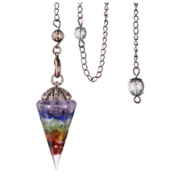 Jovivi Mak Dowsing Pendulum Pendulum Crystal Natural Stone Feng Shui Divination Women Power Stone 6 Sides Cut (7 Colors)