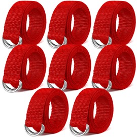 Seematn Web Football Belt 52 Inches Football Pants Belt D Ring Belts for Men Women Youth Boys Kids Girls(Red,8 Pcs)