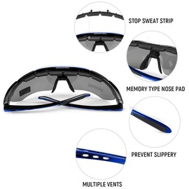 FREE SOLDIER Sports Sunglasses 5 in 1 Polarized Cycling Glasses for Men Women Tactical Military Glasses for Cycling Running Driving UV 400 Protection Golf Sunglasses,Black