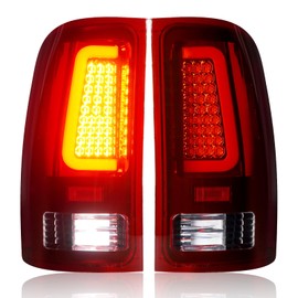 Gubebaili LED Tail Lights Assembly Fit for GMC Sierra 1500 (Only SL, SLE, SLT, WT) 2007-2013, for Sierra 2500 3500HD 2007-2014, Only Fit for 3500HD Single Rear Wheel Model, Chrome Housing Red Lens