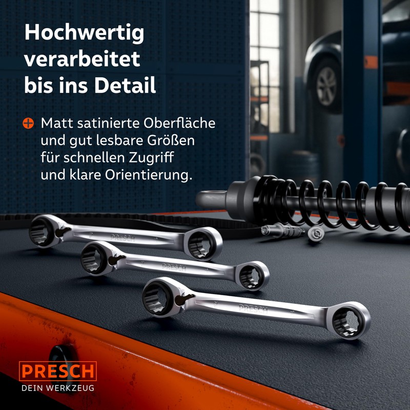 PRESCH Double Ratchet Wrench Set 3 Pieces (8-19 mm) with