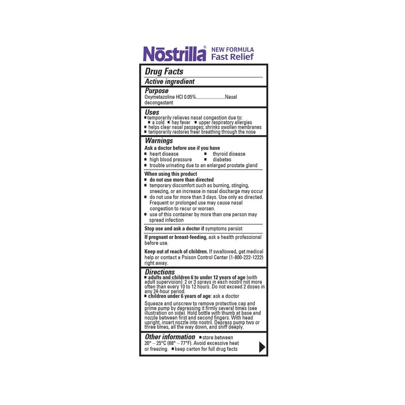 Nostrilla Nasal Decongestant Spray, Stuffy Nose Relief, 0.5 oz (3