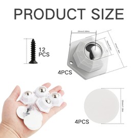 Annlpoy Pack of 4 furniture castors, ball castors for furniture, furniture gliders for heavy furniture, load capacity 200 kg+, versatile furniture castors for kitchen utensils and storage boxes