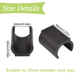 UFURMATE Plastic Chair Pads, 30Pcs Non-Slip Chair Leg Floor Protectors Rectangle Chair Legs Tips Caps U Shaped Chair Tube Floor Protectors for Dia.25mm Round Sled Base Chair Leg
