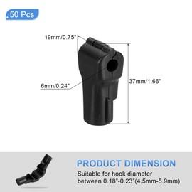 sourcing map 50pcs Peg Hook Lock, 6mm Pegboard Display Hook Stop Locks to Secure Cargo(Black)