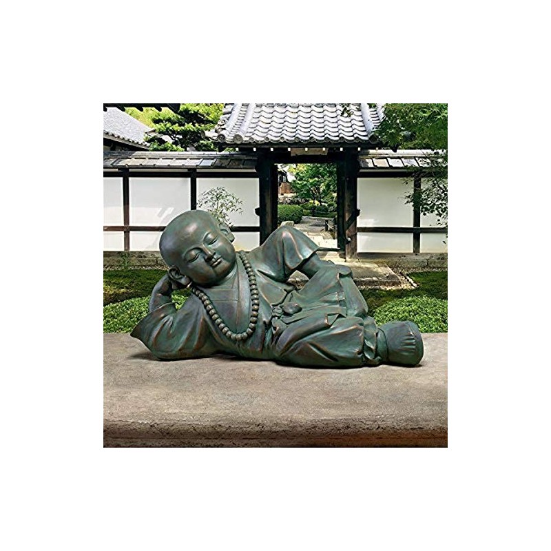 Design Toscano Resting Serene Baby Monk Asian Boy Garden Statue,