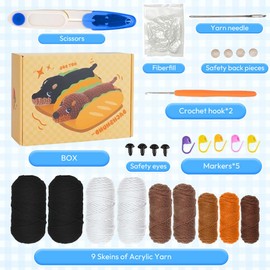 Fouvin Crochet Set for Beginners, Crochet Hook Set, Knitting for Beginners, Crochet Animal Kit, Complete Dachshund Dog Crochet with Instructions, DIY Crochet Hooks, Crochet Set, Knitting for Crochet,