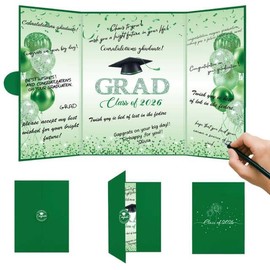 2026 Graduation Guest Book Green, Class of 2026 Congrats Grad Guestbook for High School & College Graduation Party, Keepsake Sign-in Book