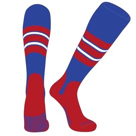 PEAR SOX OTC Baseball Softball Stirrup Socks (E, 5in) Royal, Red, White, Red (S)