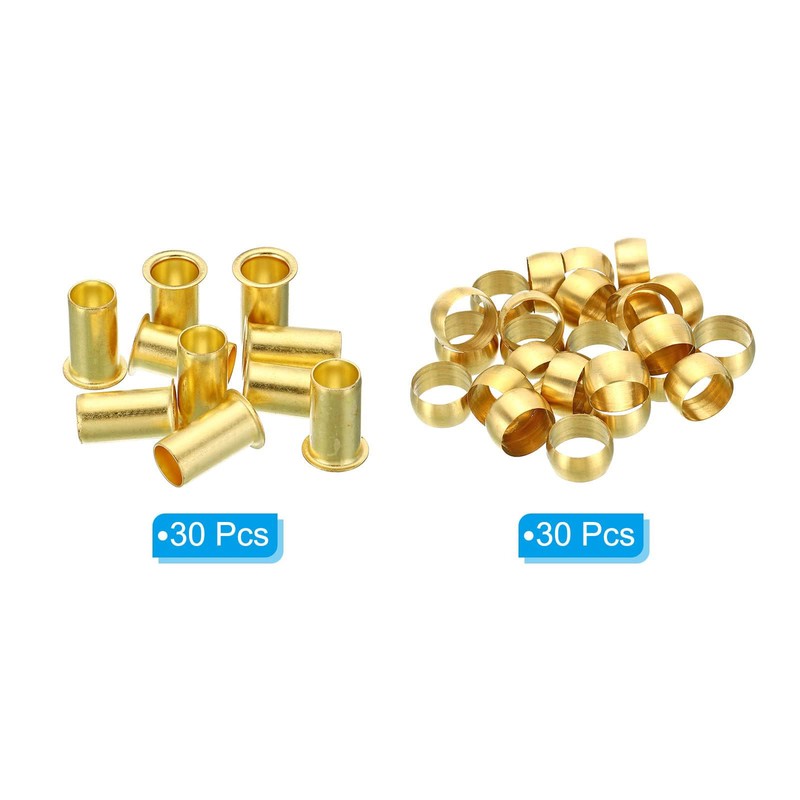 TA-VIGOR 10mm Tube OD Compression Sleeves and Ferrules, 60PCS Brass