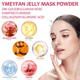 YMEYFAN Jelly Mask for Facials Professional Face Mask Bulk Wholesale, Jelly Mask Powder for Estheticians Supplies Beauty Salon Spa Face Mask Skin Care, 23Fl Oz (6 Jar)