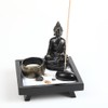 Thailändisches Kerzenhalter-Geschenk-Set mit mit Buddha-Statue - mit Naturstein - mit