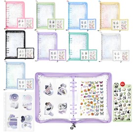 Sticker Book, Binder, 6 Holes, Seal Binder, A5, 10 Transparent Sleeves, Star Pattern, Large Size, Traffic Case, Promotional Goods, Girls, Personal Organizer, Cute, Photo Storage, Album, Collectible