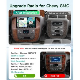 8 Core 4G+64G Car Radio for GMC Yukon Tahoe Suburban Chevy Silverado 2007-2013 Android Stereo Upgrade Head Unit with 5G WiFi DSP Carplay Android Auto, 9" 1280P Touch Screen Radio Bluetooth 5.0 Camera