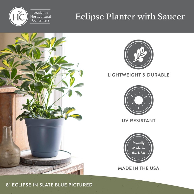The HC Companies Eclipse Round Planter With Saucer - Outdoor