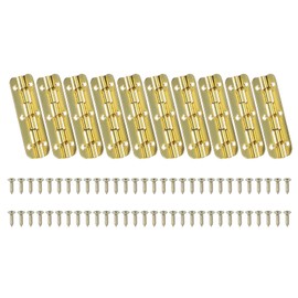 MECCANIXITY Small Piano Hinge 90Degree Jewelry Box Hinges with Screws for Jewellery Wooden Boxes (Bright Gold, Pack of 10)