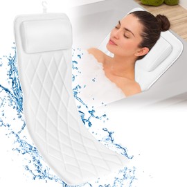 Chsuiwe Full Body Bath Pillow for Bathtub, Thick Bath Pillow for Tub with Non-Slip Suction Cups, Bathtub Cushion with Pillow, Luxury Tub Pillow for Bath, Headrest Neck and Back Support, 5D Air Mesh