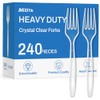 240 Count Extra Heavy Duty Clear Plastic Forks, Solid and