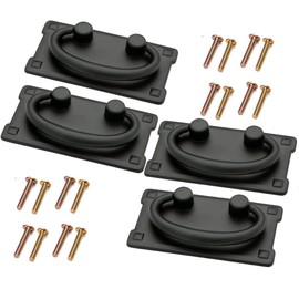 4 Pieces Vintage Drawer Pull Handles, Antique Brass Cabinet Door Furniture Handle for Cupboard Drawer Cabinet Kitchen Decoration with Screws (Black)