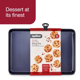 Zyliss E980191 Non-Stick Baking Tray | Carbon Steel | Dark Blue | Baking Tin/Bakeware/Roasting | Dishwasher Safe | 5 Year Guarantee