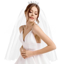 Bridal Headband with Veil Removable Veil for Bridal Veil Hen Party Wedding Veil Headband White Hen Veil for Bridal Showers Engagement Parties Wedding