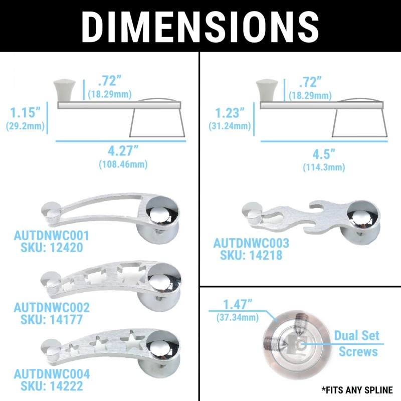 Autoloc Brushed Billet Aluminum Interior Car Door Handle Levers (Pair)