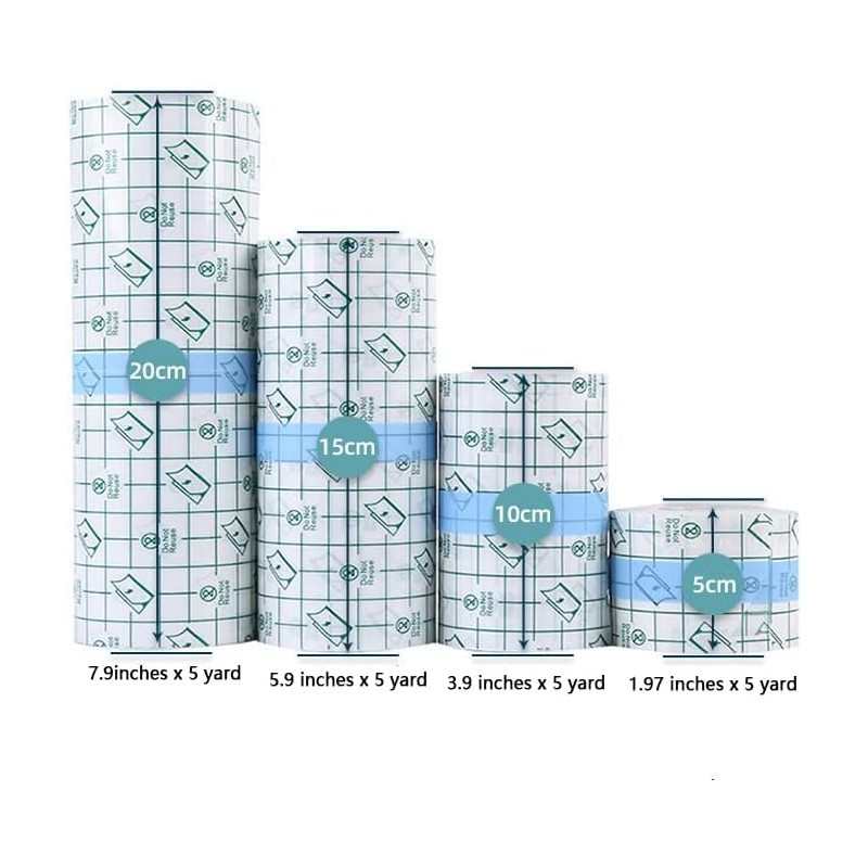 4 Rollos Vendaje Impermeable, BetterJonny Elástico Transparente Vendaje Adhesivos Transparentes