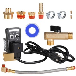 Hromee Automatic Air Compressor Tank Drain Valve Kit, 1/2" NPT Electronic Dual Timer Water Drain Valves with 1/4" Flexible Braided Steel Tube