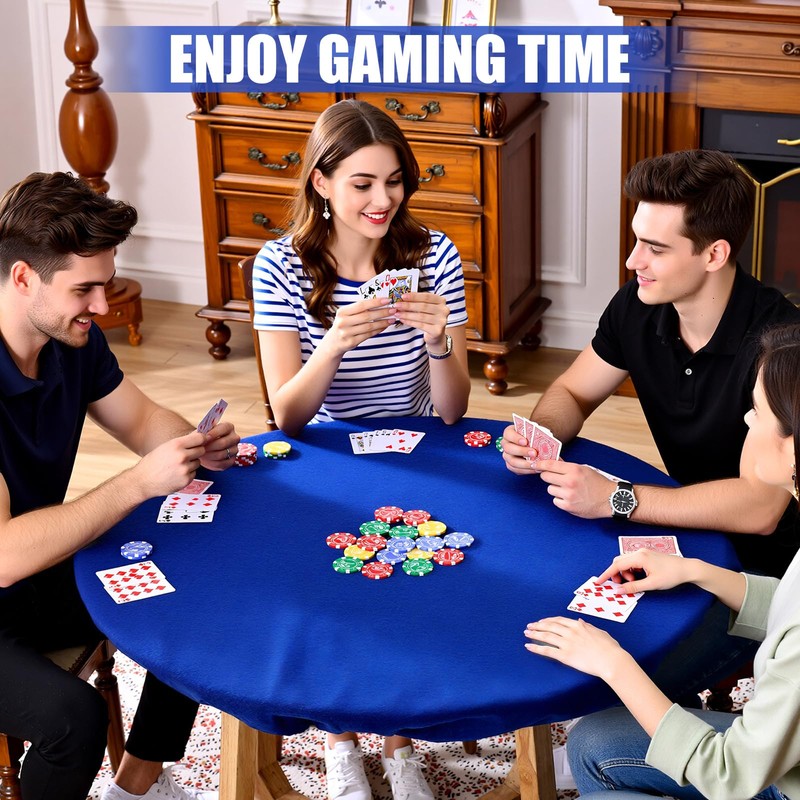 Gilprop 36.2 Inch Felt Card Table Game Cover Blue Foldable
