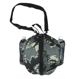 FoRapid Size 7 (29.5") Basketball Bag Soccer Ball Football Volleyball Softball Sports Ball Bag Holder Carrier+Adjustable Shoulder Strap 2 Side Mesh Pockets f/ Water Bottle Towel Sports Shoes (Camo)