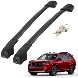 JOYTUTUS Roof Rack Cross Bars Compatible with Honda Pilot 2023-2025 Sport TrailSport Touring Elite with Raised Rails, Lockable Aluminum Crossbars for Roof Racks Canoes Bikes Skis(Not for LX & EX-L)