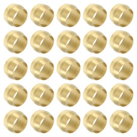 PATIKIL Brass Compression Sleeves Ferrules for 8mm OD Tube, 70 Pack Brass Ferrule Fitting Brass Compression Tube Fitting Ring Assortment Kit for Air Water Gas Pipe Line Fitting Oil