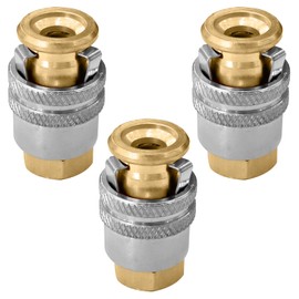 1/4 FNPT Closed Brass Tire Chuck Locking Quick Connect Heavy Duty Locking Tire Chuck for Compressor Accessories (3 Pack)