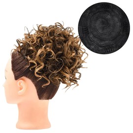 GWAWG Messy Bun Short Curly Ponytail Extension Synthetic Hair Scrunchies Large Bun Hairpiece with Hair Clip Clip Drawstring Loose Hair Bun Hair Extension (T4-27A)