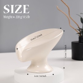 Soap Dish, Marble Soap Holder Self Draining Leaf Shape Soap Dishes, Ceramic Draining Soap Dish for Bathroom Shower, Easy to Clean Keeps Soap Dry, ANTIS'S HOME