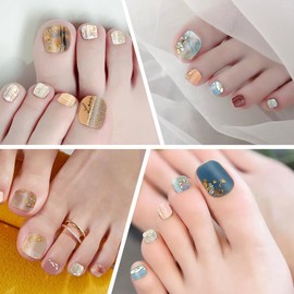 JSRQT 12 Blatt Nagellack Aufkleber Zehennägel, Diamant Glitzer Volle Zehennagelaufkleber Kunst Aufkleber Frauen, Selbstklebende Nagelsticker Maniküre mit Nagelfeile, Nagelaufkleberstreifen Füße DIY