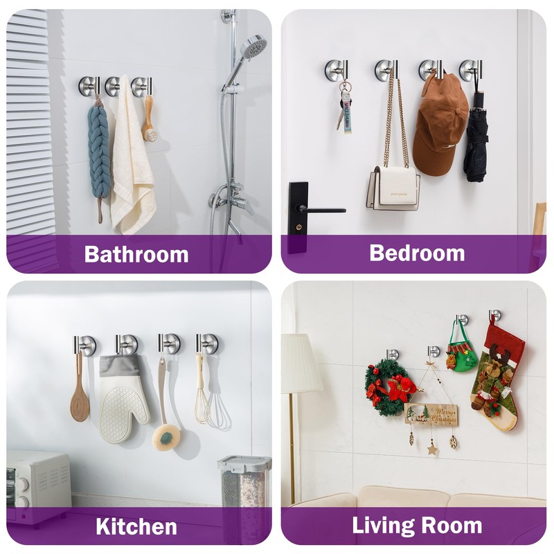 JOMOLA Suction Cup Hooks for Shower Wall Stainless Steel Vacuum