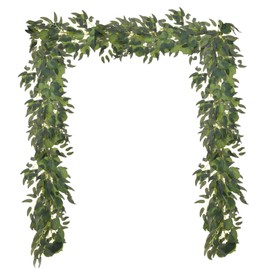 M METERXITY 2-Pack Artificial Eucalyptus Garland with 48/100 Leaves 6.5Feet Faux Eucalyptus Greenery Garland for Home Decor/Wedding/Christmas/DIY/Party/Home/Garden Office [Grey Green]