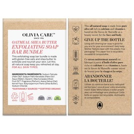 Olivia Care Exfoliating Bar Soap Pack by – 100% Natural & Organic - Infused with Shea Butter & Oats - Deep Clean, Refreshing, Moisturizing & Hydrating - Triple-Milled - X 5 OZ Oatmeal Shea Butter 3 Count (Pack of 3)
