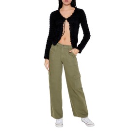 Forever 21 Women's Fuzzy Knit Cardigan Sweater Black