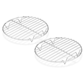 TeamFar Round Cooling Rack Set of 2, 7½ Inch Round Rack Baking Steaming Roasting Rack Set Stainless Steel, Healthy & Dishwasher Safe, Mirror Finish & Rust Free