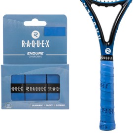 Raquex Endure Racket Overgrip Tape – 3 Pack Racquet Overgrip Tape, Durable, Dry Feel, 0.75mm Thickness - Anti Slip Over Grip for Tennis Racket, Badminton, Squash, Padel (Navy Blue)