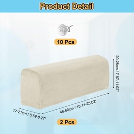 sourcing map 2Pcs Stretch Armrest Covers, Polyester Soft Couch Armchair Cover Non-Slip Chair Arm Rest Slipcovers for Sofa Recliner Twist Pins, Beige