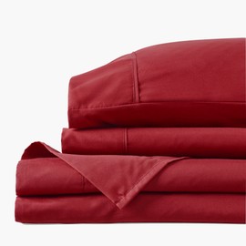 PeachSkinSheets Deep Crimson Red Sheet Set - 1500tc Level of Softness - Extra Soft Cooling Sheets for Hot Sleepers and Night Sweats - Twin Size