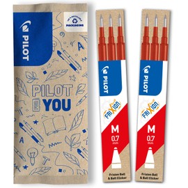 PILOT Frixion Refills 0.7 - Set of 2 with 3 Frixion Refills - Erasable Compatible with Frixion Ball and Frixion Clicker - Frixion Red Refills - Medium Strength - Gel Rollerball Refill