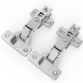 Chibery 10 Pack Full Overlay Cabinet Hinges, Regular Standard Closing Hinges, Non-Slow Close, Slide-on, Self-Closing, Frameless Concealed Euro 105 Degree Compact Hinges, Nickel Plated