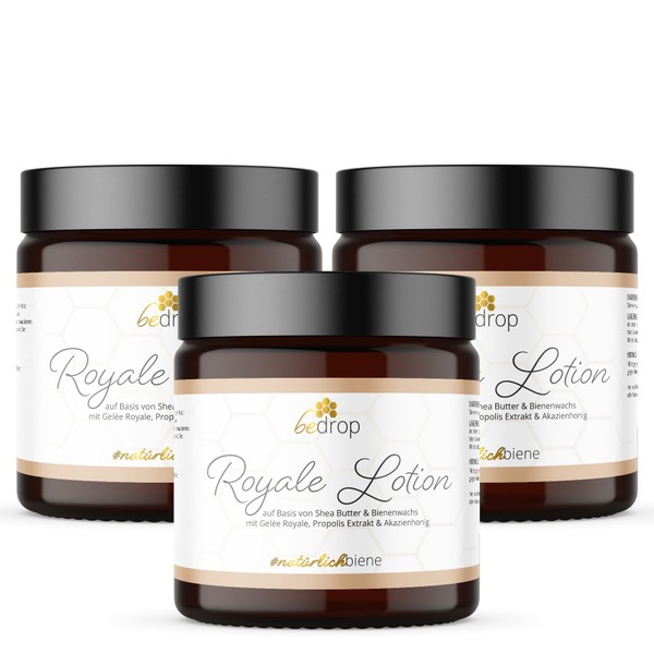 bedrop Royale Lotion - 100 g Body Lotion with Royal Jelly, Shea Butter, Acacia Honey & Propolis, Moisturising & Irritating for Nourished Skin (3 x 100 g)
