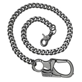 Ahiller Wallet Chain Men,Double Lock Carabiner With Tungsten Steel Taper, Long Key Chain,Biker Pocket Chain and Belt Chain, Qk-keyclip-black-1pcs, One Size